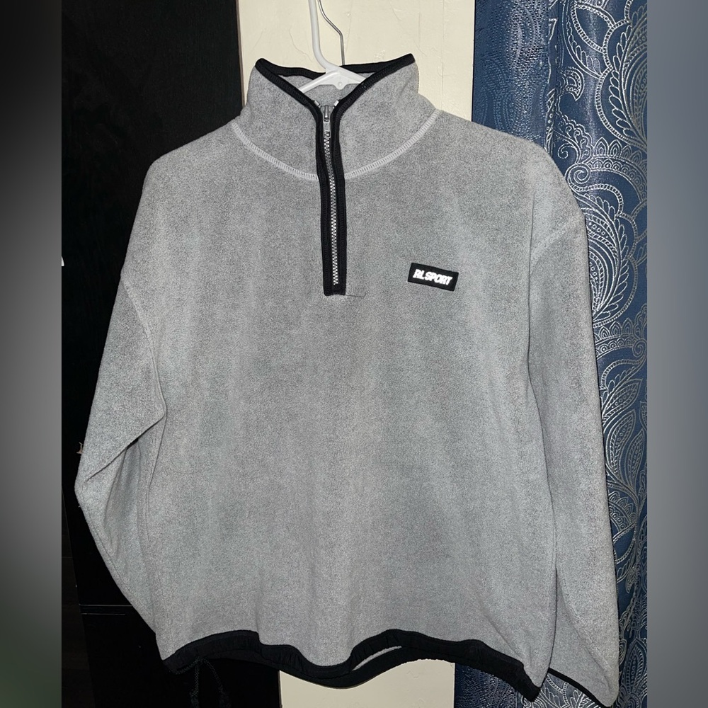 vintage Polo Sport Ralph Lauren grey fleece pullover made in the USA Size Medium